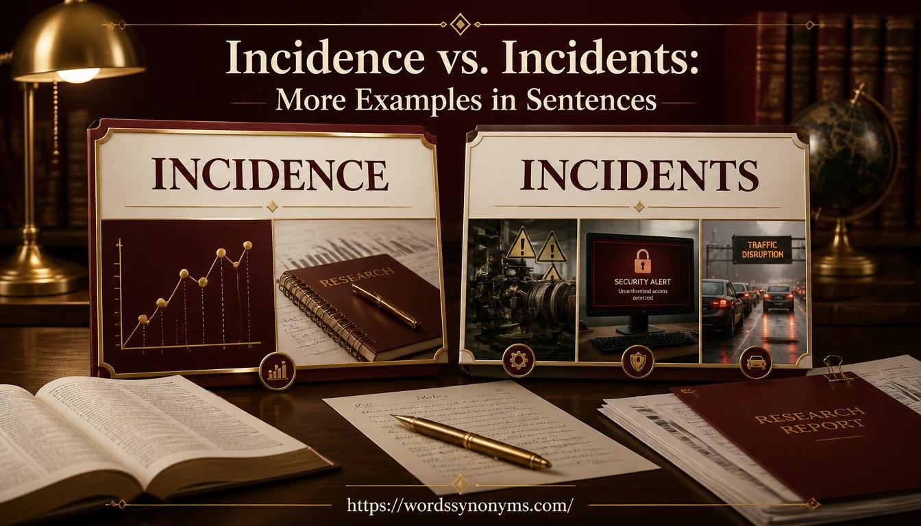 Incidence vs. Incidents: More Examples in Sentences